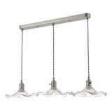 3 Light Bar Pendant in Antique Chrome and Wavy Glass Shade (0183HAD366112)