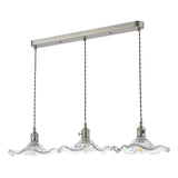 3 Light Bar Pendant in Antique Chrome and Wavy Glass Shade (0183HAD366112)