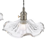 3 Light Bar Pendant in Antique Chrome and Wavy Glass Shade (0183HAD366112)