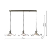 3 Light Bar Pendant in Antique Chrome and Wavy Glass Shade (0183HAD366112)