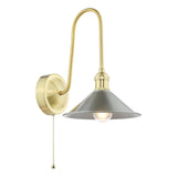 1 Light Tall Wall Light Natural Brass and Pewter Metal Shade 18cm (0183HAD714002)