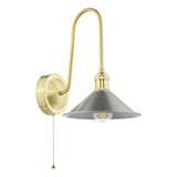 1 Light Tall Wall Light Natural Brass and Pewter Metal Shade 18cm (0183HAD714002)