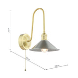 1 Light Tall Wall Light Natural Brass and Pewter Metal Shade 18cm (0183HAD714002)