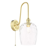 1 Light Tall Wall Light Natural Brass and Clear Dimpled Glass Shade (0183HAD714003)
