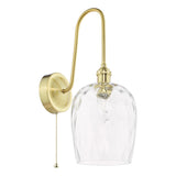 1 Light Tall Wall Light Natural Brass and Clear Dimpled Glass Shade (0183HAD714003)