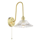 1 Light Tall Wall Light Natural Brass and Clear Flared Glass Shade (0183HAD714004)