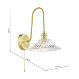 1 Light Tall Wall Light Natural Brass and Clear Flared Glass Shade (0183HAD714004)