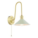 1 Light Tall Wall Light Natural Brass and Matt Cashmere/Taupe Metal Shade 18cm (0183HAD714006)
