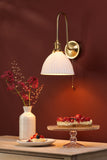 1 Light Tall Wall Light Natural Brass and White Domed Ceramic Shade (0183HAD714009)