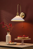 1 Light Tall Wall Light Natural Brass and White Shallow Ceramic Shade (0183HAD714010)