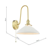1 Light Tall Wall Light Natural Brass and White Shallow Ceramic Shade (0183HAD714010)