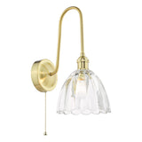 1 Light Tall Wall Light Natural Brass and Scalloped Bell Glass Shade (0183HAD714011)