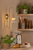 1 Light Tall Wall Light Natural Brass and Scalloped Bell Glass Shade (0183HAD714011)