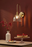 1 Light Tall Wall Light Natural Brass and Scalloped Bell Glass Shade (0183HAD714011)
