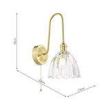 1 Light Tall Wall Light Natural Brass and Scalloped Bell Glass Shade (0183HAD714011)