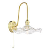 1 Light Tall Wall Light Natural Brass and Wavy Glass Shade (0183HAD714012)