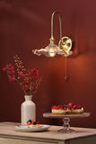 1 Light Tall Wall Light Natural Brass and Wavy Glass Shade (0183HAD714012)