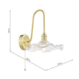 1 Light Tall Wall Light Natural Brass and Wavy Glass Shade (0183HAD714012)