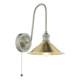 1 Light Tall Wall Light Antique Chrome and Aged Brass Metal Shade 18cm (0183HAD716101)