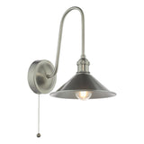 1 Light Tall Wall Light Antique Chrome and Pewter Metal Shade 18cm (0183HAD716102)