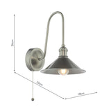 1 Light Tall Wall Light Antique Chrome and Pewter Metal Shade 18cm (0183HAD716102)