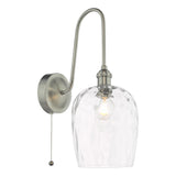 1 Light Tall Wall Light Antique Chrome and Clear Dimpled Glass Shade (0183HAD716103)