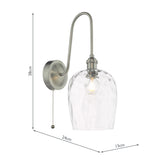 1 Light Tall Wall Light Antique Chrome and Clear Dimpled Glass Shade (0183HAD716103)