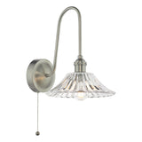 1 Light Tall Wall Light Antique Chrome and Clear Flared Glass Shade (0183HAD716104)