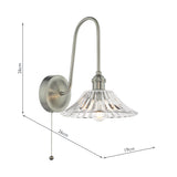 1 Light Tall Wall Light Antique Chrome and Clear Flared Glass Shade (0183HAD716104)