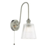 1 Light Tall Wall Light Antique Chrome and Clear Ribbed Glass Shade (0183HAD716105)
