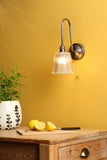 1 Light Tall Wall Light Antique Chrome and Clear Ribbed Glass Shade (0183HAD716105)