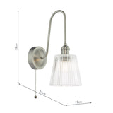 1 Light Tall Wall Light Antique Chrome and Clear Ribbed Glass Shade (0183HAD716105)
