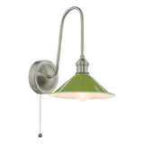 1 Light Tall Wall Light Antique Chrome and Gloss Green Shade 18cm (0183HAD716107)