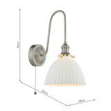 1 Light Tall Wall Light Antique Chrome and White Domed Ceramic Shade (0183HAD716109)