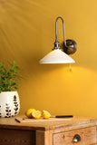 1 Light Tall Wall Light Antique Chrome and White Shallow Ceramic Shade (0183HAD716110)