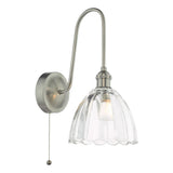 1 Light Tall Wall Light Antique Chrome and Scalloped Bell Glass Shade (0183HAD716111)