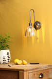 1 Light Tall Wall Light Antique Chrome and Scalloped Bell Glass Shade (0183HAD716111)