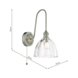 1 Light Tall Wall Light Antique Chrome and Scalloped Bell Glass Shade (0183HAD716111)