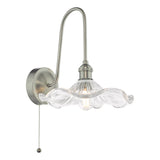 1 Light Tall Wall Light Antique Chrome and Wavy Glass Shade (0183HAD716112)