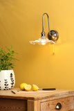 1 Light Tall Wall Light Antique Chrome and Wavy Glass Shade (0183HAD716112)