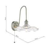 1 Light Tall Wall Light Antique Chrome and Wavy Glass Shade (0183HAD716112)