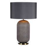 1 Light Table Lamp Grey Ribbed Glass and Antique Brass With Shade (0183HEL4239)