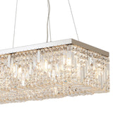 80x37cm Rectangular Pendant Chandelier, 12 Light E14, Polished Chrome/Crystal (1230HAL39CH)