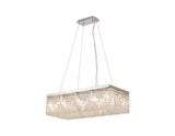 80x37cm Rectangular Pendant Chandelier, 12 Light E14, Polished Chrome/Crystal (1230HAL39CH)