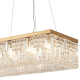 80x37cm Rectangular Pendant Chandelier, 12 Light E14, Gold/Crystal (1230HAL39GO)