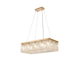 80x37cm Rectangular Pendant Chandelier, 12 Light E14, Gold/Crystal (1230HAL39GO)