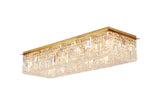 125x42cm Rectangular Flush Chandelier, 16 Light E14, Gold/Crystal (1230HAL41GO)