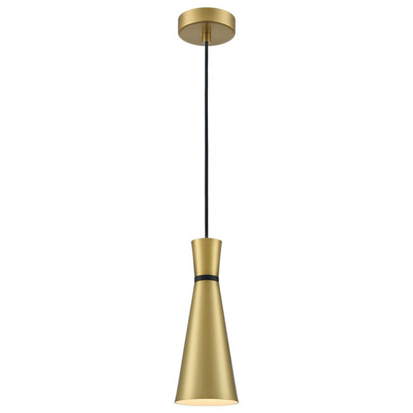 1 Small (100mm) Light pendant - Satin Brass with black accent  (0194HAPPCH431)