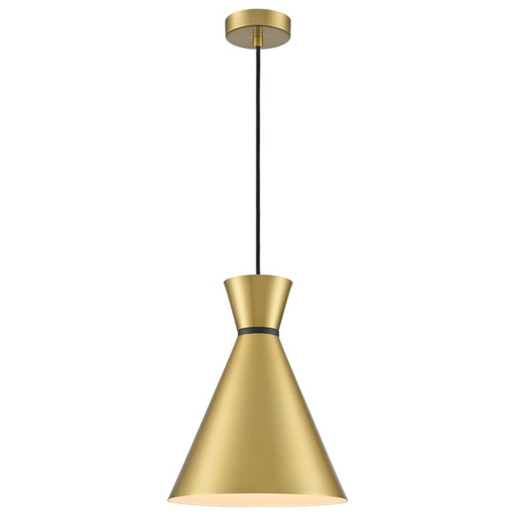 1 Medium (250mm) Light pendant - Satin Brass with black accent  (0194HAPPCH432)