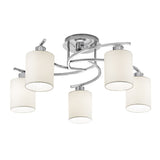 5 Light Flush Fitting in Chrome with Cream Shades (0194HEXFL208051124)